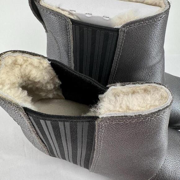 Sorel Boots Women’s 8 silver leather wedge sherpa joan of arctic snow winter - Picture 5 of 8